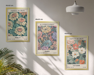 Wanddecoratie set schilderijen Postery kwiatowe Tokio Paryż Londyn