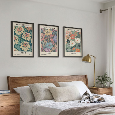 Wanddecoratie set schilderijen Postery kwiatowe Tokio Paryż Londyn