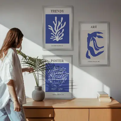 Fotowand met abstracte posters van Matisse