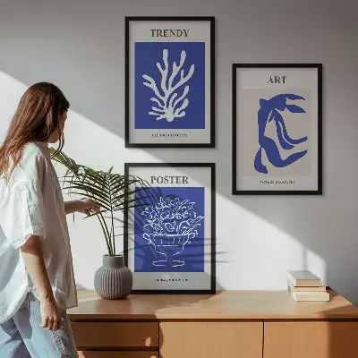 Fotowand met abstracte posters van Matisse