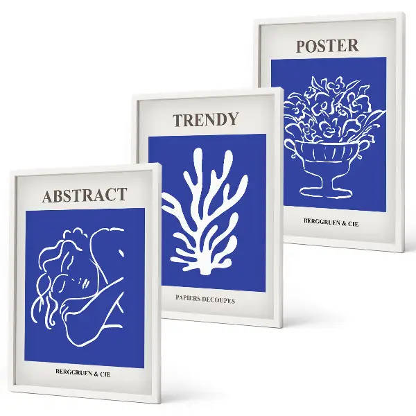 Fotowand stijlvolle blauwe posters