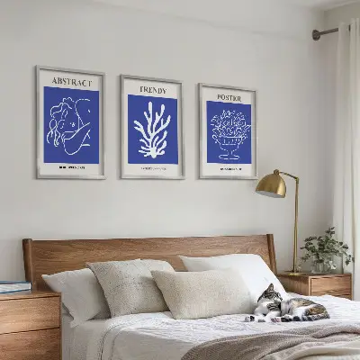 Fotowand stijlvolle blauwe posters