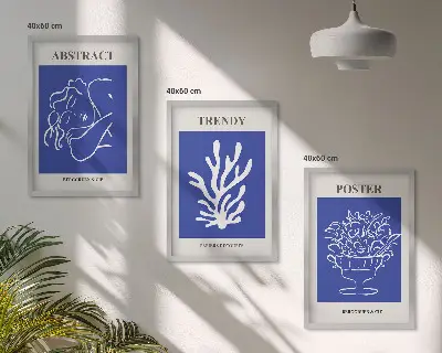 Fotowand stijlvolle blauwe posters