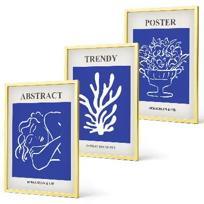 Fotowand stijlvolle blauwe posters