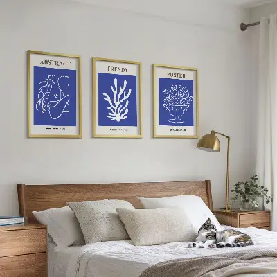 Fotowand stijlvolle blauwe posters