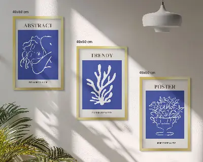 Fotowand stijlvolle blauwe posters