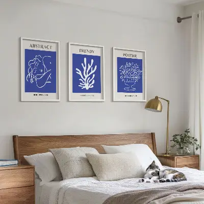 Fotowand stijlvolle blauwe posters