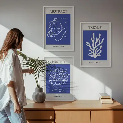 Fotowand stijlvolle blauwe posters