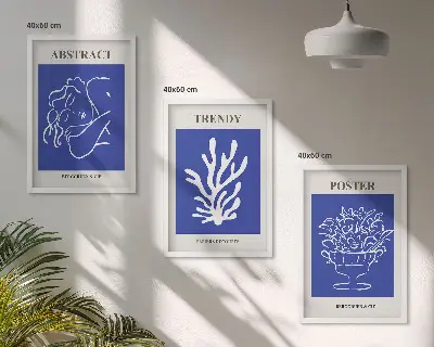 Fotowand stijlvolle blauwe posters