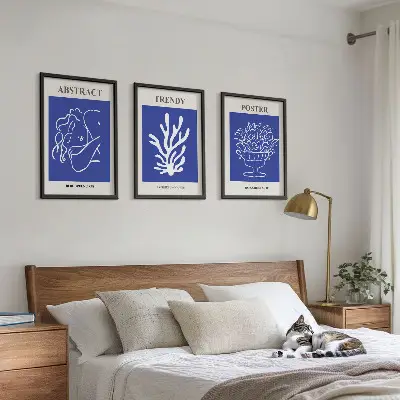 Fotowand stijlvolle blauwe posters
