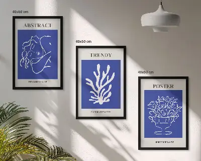Fotowand stijlvolle blauwe posters
