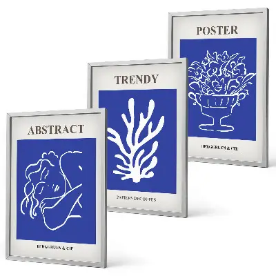 Fotowand stijlvolle blauwe posters