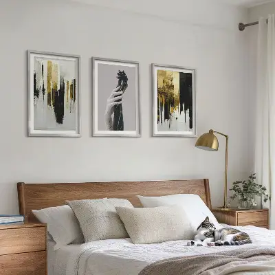 Wanddecoratie set schilderijen met abstracte schilderkunstige patronen van handen