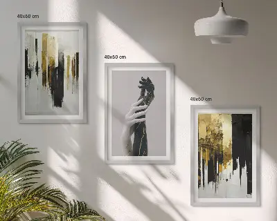 Wanddecoratie set schilderijen met abstracte schilderkunstige patronen van handen