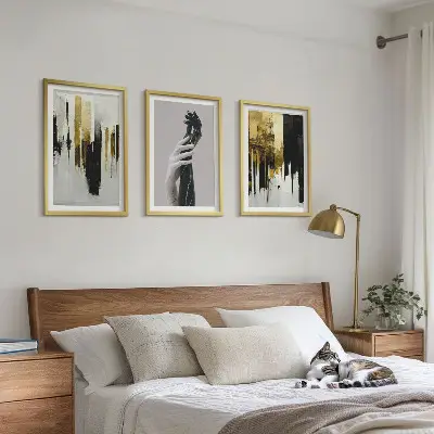 Wanddecoratie set schilderijen met abstracte schilderkunstige patronen van handen