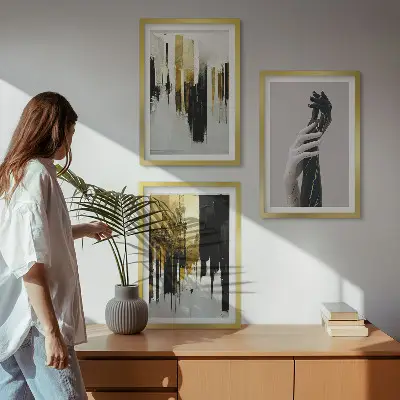 Wanddecoratie set schilderijen met abstracte schilderkunstige patronen van handen
