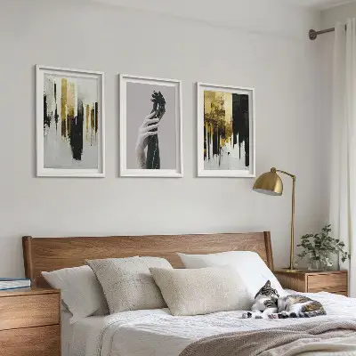Wanddecoratie set schilderijen met abstracte schilderkunstige patronen van handen