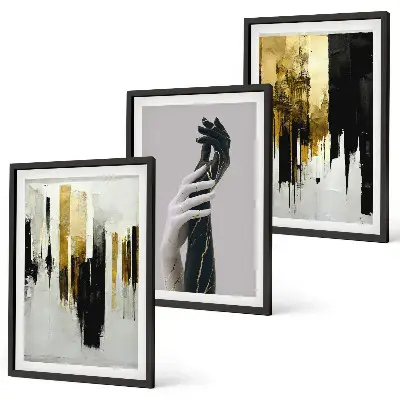 Wanddecoratie set schilderijen met abstracte schilderkunstige patronen van handen