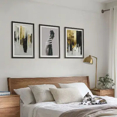 Wanddecoratie set schilderijen met abstracte schilderkunstige patronen van handen