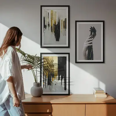 Wanddecoratie set schilderijen met abstracte schilderkunstige patronen van handen