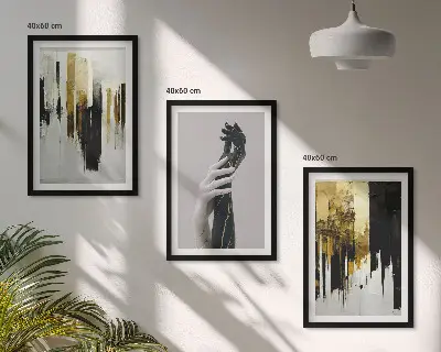 Wanddecoratie set schilderijen met abstracte schilderkunstige patronen van handen