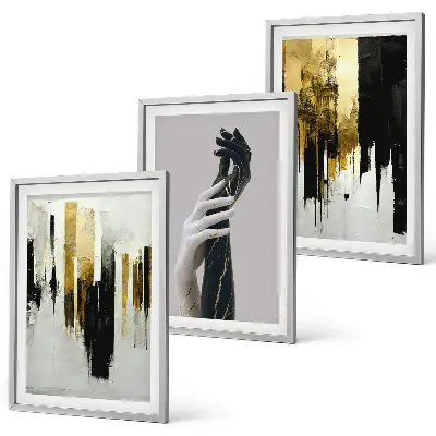 Wanddecoratie set schilderijen met abstracte schilderkunstige patronen van handen