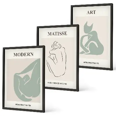 Wanddecoratieset schilderijen abstracte pastelkleurige figuren