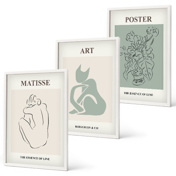 Wanddecoratie set schilderijen Postery beż zielony Matisse