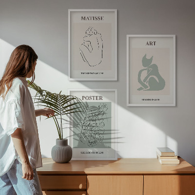 Wanddecoratie set schilderijen Postery beż zielony Matisse