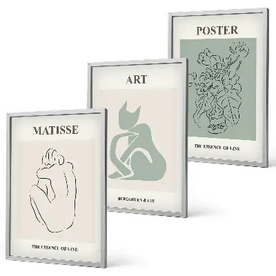 Set schilderijen voor wanddecoratie beige met groene Matisse stijl