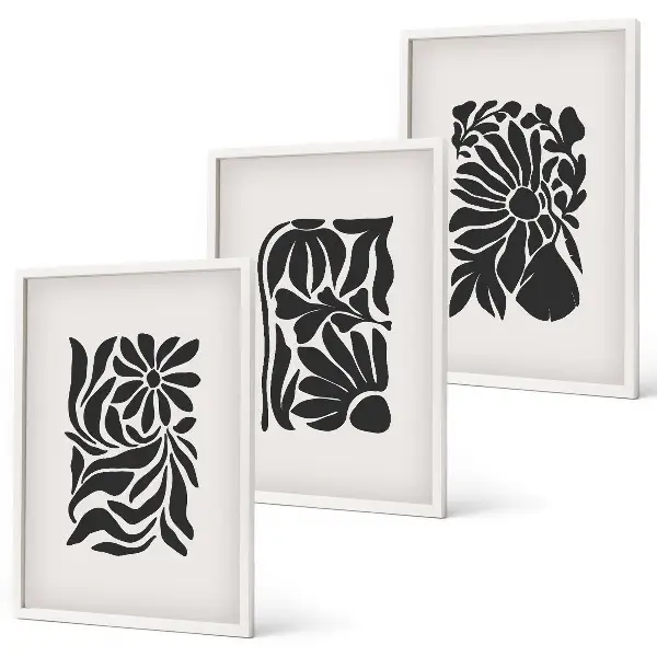 Set wanddecoratie met schilderijen Abstracte plantmotieven