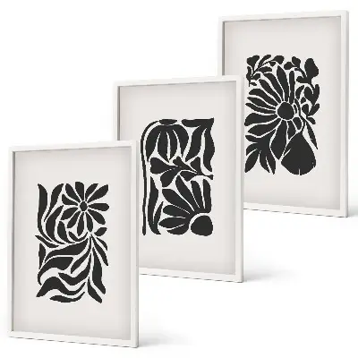 Set wanddecoratie met schilderijen Abstracte plantmotieven