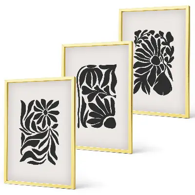 Set wanddecoratie met schilderijen Abstracte plantmotieven