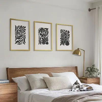 Set wanddecoratie met schilderijen Abstracte plantmotieven