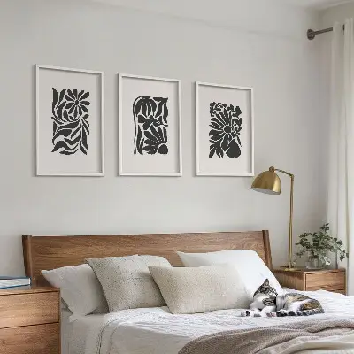 Set wanddecoratie met schilderijen Abstracte plantmotieven