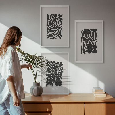 Wanddecoratie set schilderijen Abstrakcyjne roślinne wzory