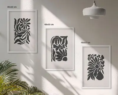 Set wanddecoratie met schilderijen Abstracte plantmotieven