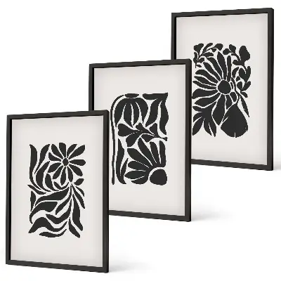 Set wanddecoratie met schilderijen Abstracte plantmotieven