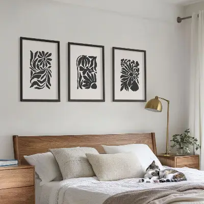 Set wanddecoratie met schilderijen Abstracte plantmotieven