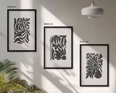 Set wanddecoratie met schilderijen Abstracte plantmotieven