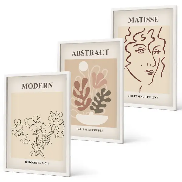 Wanddecoratie set schilderijen moderne plantenlijnen