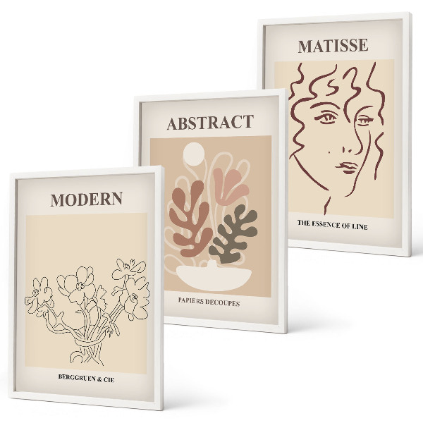 Wanddecoratie set schilderijen Roślinne linie nowoczesne