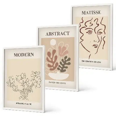 Wanddecoratie set schilderijen moderne plantenlijnen