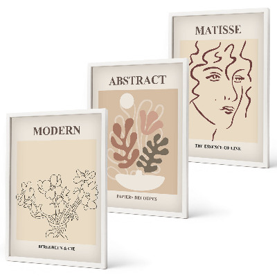 Wanddecoratie set schilderijen Roślinne linie nowoczesne