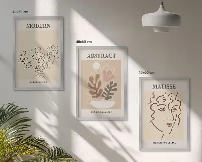 Wanddecoratie set schilderijen moderne plantenlijnen