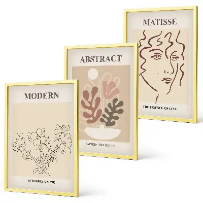 Wanddecoratie set schilderijen moderne plantenlijnen