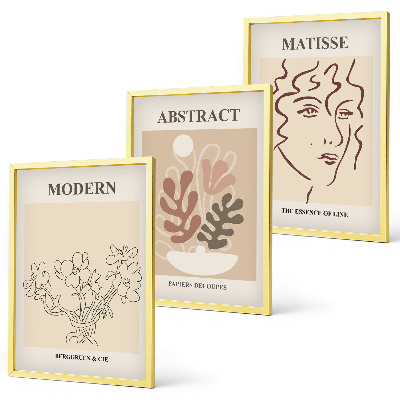 Wanddecoratie set schilderijen Roślinne linie nowoczesne