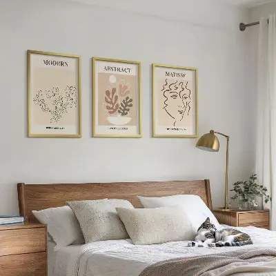 Wanddecoratie set schilderijen moderne plantenlijnen