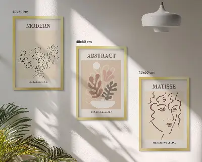 Wanddecoratie set schilderijen moderne plantenlijnen