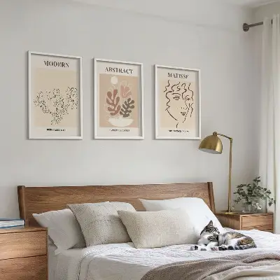 Wanddecoratie set schilderijen moderne plantenlijnen